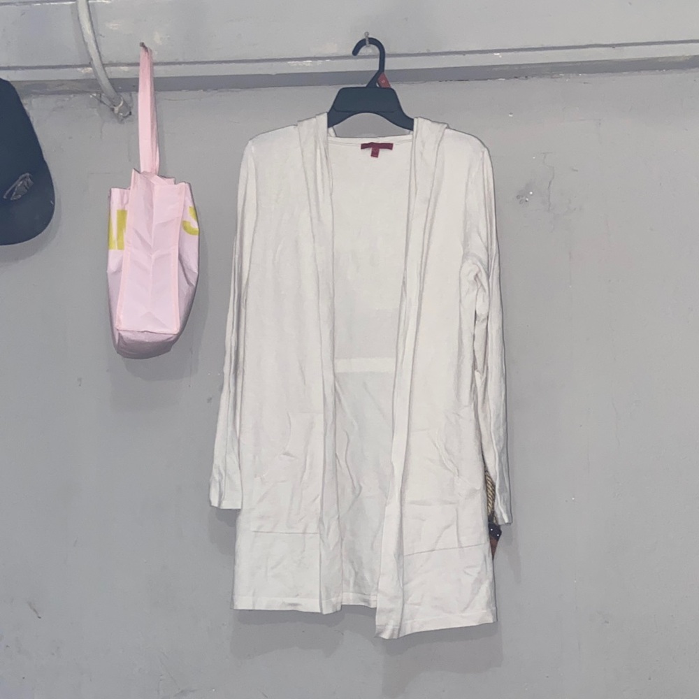 White Open Front Cardigan